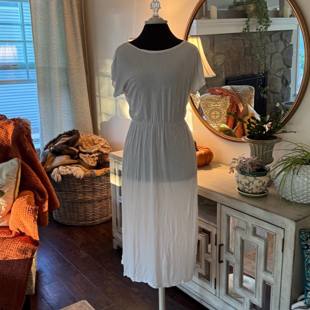 White Short Sleeve Maxi Dress/cover up-small